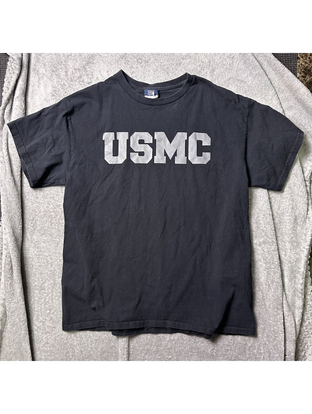 Vintage USMC Marines T Shirt Mens L MV Sport Faded Black Military Grunge USA Tee